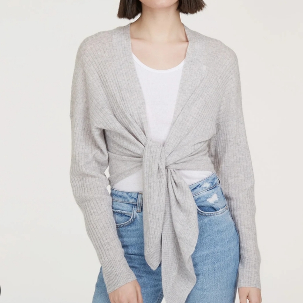 Trouble at the Mill Draped Cardigan Women Asymmetric Knit SzS‎  Gray